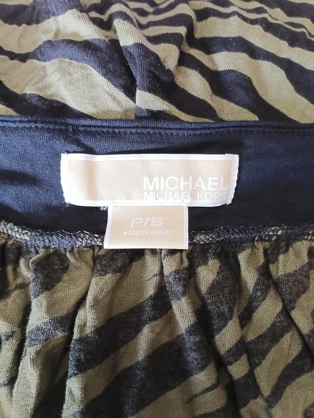 Michael Kors Size P/S Petite Tank Halter Neckline Green Black Zebra Print Womens